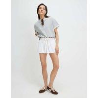 River Island Pure Cotton Drawstring Shorts White