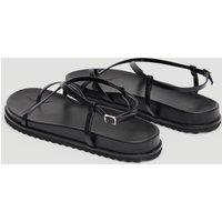 HUSH Leather Strappy Footbed Flat Sandals Black