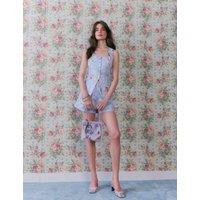 River Island Cotton Rich Floral Square Neck Waistcoat Purple Mix