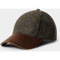 Hackett Wool Rich Herringbone Tartan Baseball Cap Khaki Mix