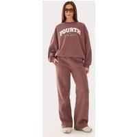 4th & Reckless Pure Cotton Embroidered Logo Sweatshirt Chocolate