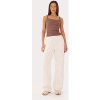 4th & Reckless Pure Cotton High Waisted Wide Leg Joggers White