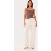 4th & Reckless Pure Cotton High Waisted Wide Leg Joggers White