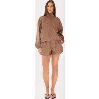 4th & Reckless Polka Dot Funnel Neck Jacket Brown