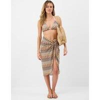 ACCESSORIZE Printed Knee Length Beach Cover Up Sarong Neutral