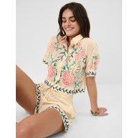 ACCESSORIZE Pure Cotton Floral Embroidered Cutwork Shirt Multi