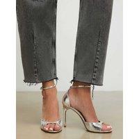 River Island Metallic Closed Back Open Toe Stiletto Heels Silver