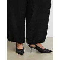 River Island Mesh Kitten Heel Pointed Court Shoes Black