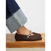 River Island Flat Ballet Pumps Dark Brown