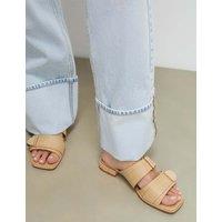 River Island Ring Buckle Slingback Flatform Sandals Beige