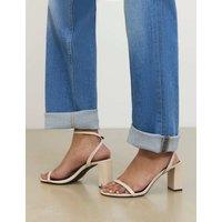 River Island Ankle Strap Block Heel Sandals Ecru
