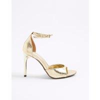 River Island Metallic Closed Back Open Toe Stiletto Heels Gold