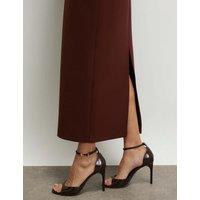 River Island Patent Closed Back Open Toe Stiletto Heels Dark Brown