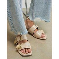 River Island Double Buckle Flat Sandals Cream