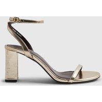 River Island Strappy Block Heel Sandals Gold