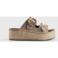 River Island Ring Buckle Strap Wedge Sandals Gold