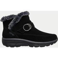 Skechers Easy Going Wide Fit Suede Flat Round Toe Ankle Boots Black