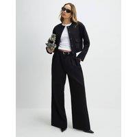 River Island Belted Wide Leg Trousers Black