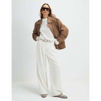 River Island Belted Wide Leg Trousers Cream