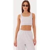 4th & Reckless Cotton Rich Square Neck Crop Cami Top Light Grey