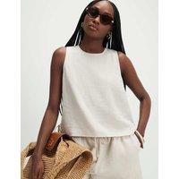 River Island Linen Rich Keyhole Tank Top Stone