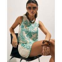River Island Cotton Rich Embroidered Vest Top Cream Mix