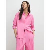 River Island Tailored Pocket Detail Relaxed Shirt Bright Pink