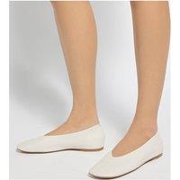 Dune London Leather Flat Ballet Pumps Ecru