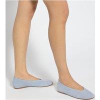 Dune London Leather Flat Ballet Pumps Blue