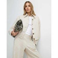 River Island Pure Cotton Textured Bomber Jacket Beige