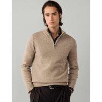 Hackett Lambswool Half Zip Jumper Cream
