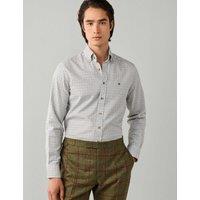 Hackett Tailored Fit Pure Cotton Check Flannel Shirt Khaki Mix