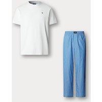 Hackett Pure Cotton Striped Pyjama Set Blue Mix