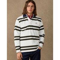 Hackett Pure Cotton Quilted Striped Rugby Shirt White/Black