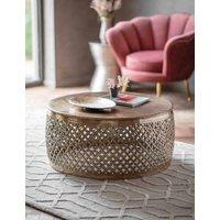 Gallery Direct Khalasar Round Metal Latticed Coffee Table Gold