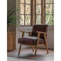 Gallery Direct Neyland Wood Leather Armchair Brown Mix