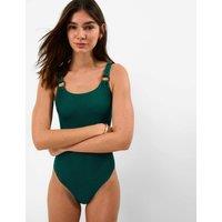 ACCESSORIZE Textured Ring Detail Scoop Neck Swimsuit Green