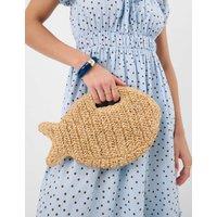 ACCESSORIZE Raffia Fish Clutch Bag Natural