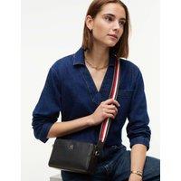 Tommy Hilfiger Faux Leather Zip Detail Cross Body Bag Dark Navy