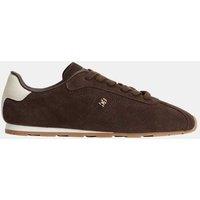 Tommy Hilfiger TH Bella Suede Monogram Lace Up Trainers Dark Brown