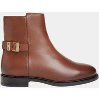 Tommy Hilfiger Leather Buckle Ankle Boots Tan