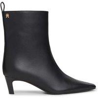 Tommy Hilfiger Leather Kitten Heel Chisel Toe Ankle Boots Black