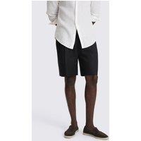 MOSS Linen Rich Single Pleat Lightweight Shorts Black