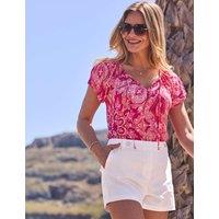 SOSANDAR Paisley Print Ruffle Sleeve Tie Neck Top Pink Mix