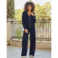 SOSANDAR Cotton Blend Zip Up Hoodie Navy