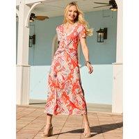 SOSANDAR Paisley V-Neck Twist Front Midi Dress Pink Mix
