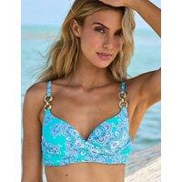 SOSANDAR Paisley Wrap Plunge Bikini Top Blue Mix
