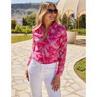 SOSANDAR Paisley Print Collared Button Through Fitted Shirt Pink Mix