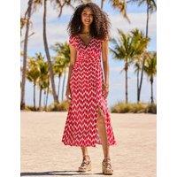 SOSANDAR Geometric V-Neck Midi Waisted Dress Pink Mix