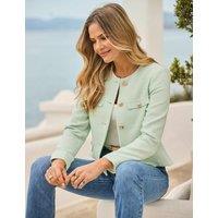 SOSANDAR Boucle Collarless Jacket Green